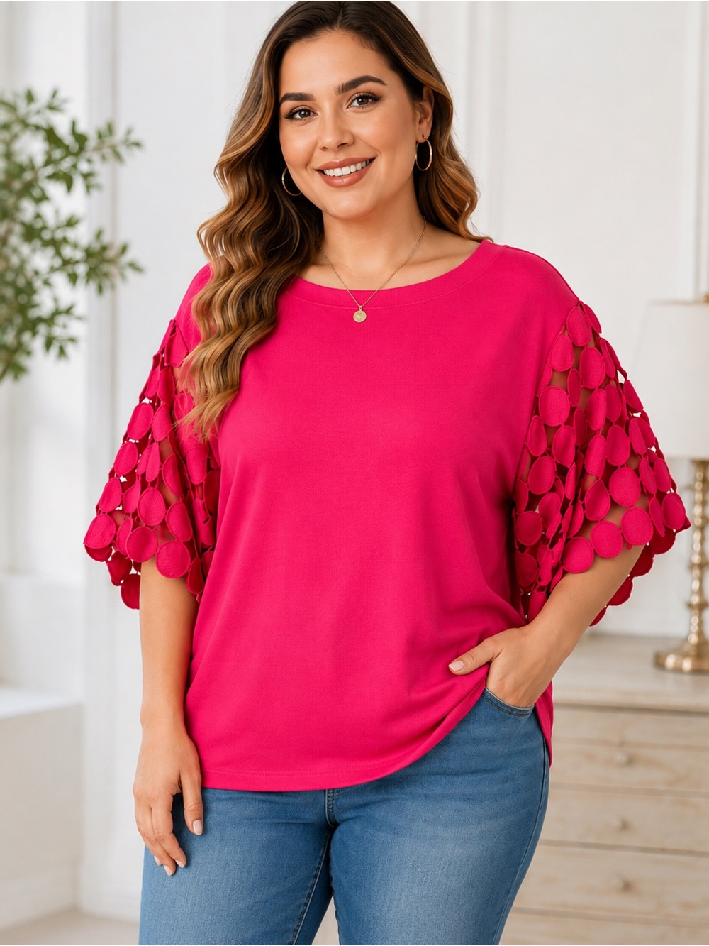 New Ali Miles Bright Pink Blouse Top Women’s Size 3X